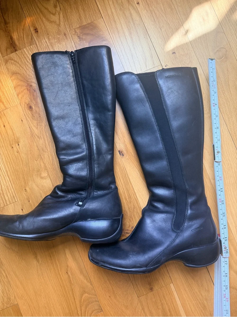 Merrell Spire Peak Waterproof Women's Tall Black Leather Zip Boots | W 8.5